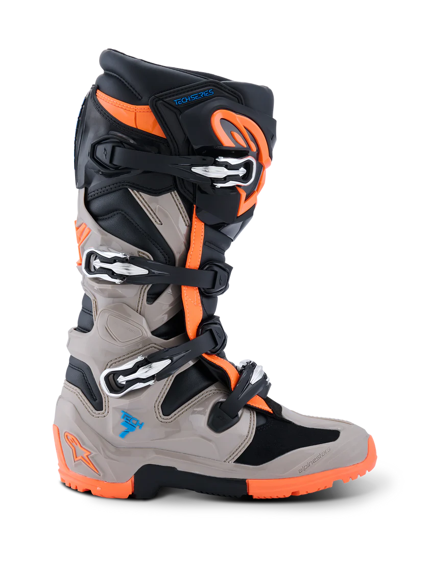 Alpinestars Tech 7 Enduro 2026 Boots White/Warm Grey/Orange Fluo