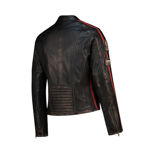 NEXO Ladies Café Racer Leather Jacket - Copper Wax