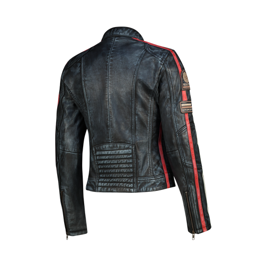 NEXO Ladies Café Racer Leather Jacket - Denim Wax