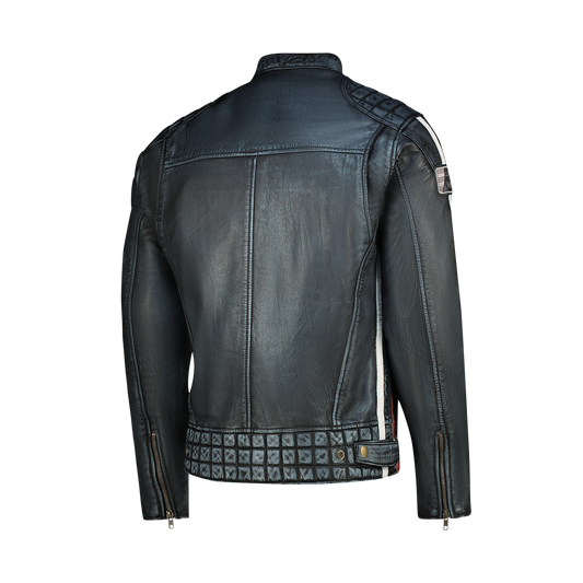 NEXO Café Racer Leather Jacket - Denim Wax
