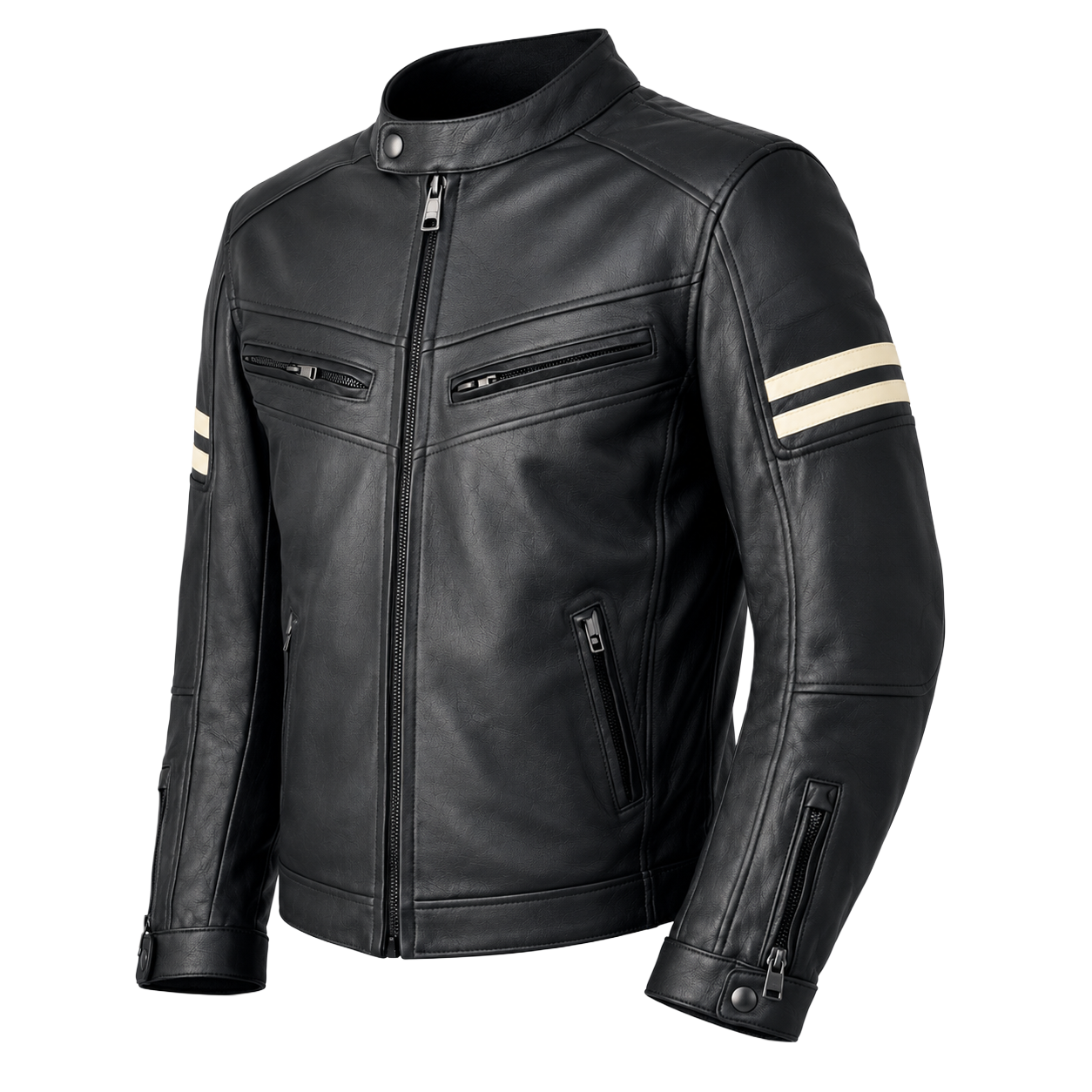 Nexo Street Leather Jacket Black/Beige