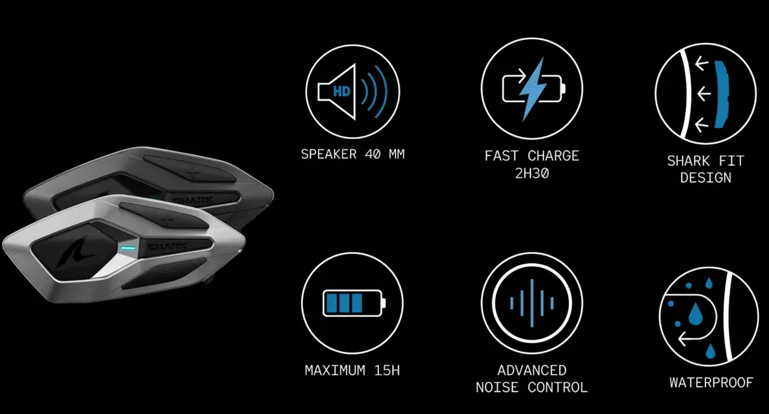 Shark SENA Intercom System Bluetooth Single - Black