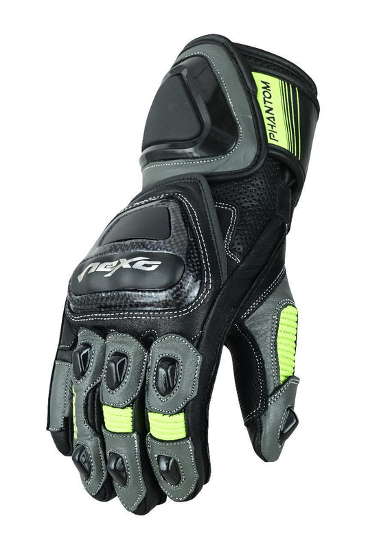 Nexo PHANTOM RACING LEATHER GLOVE - BLACK HI VIS YELLOW