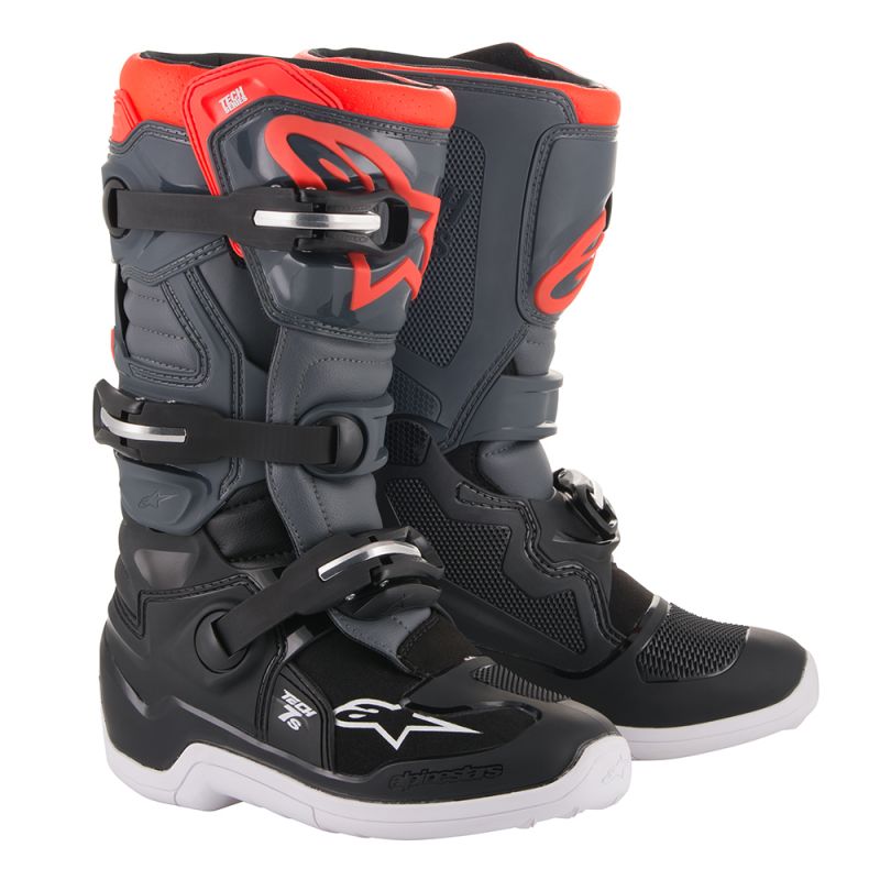 Alpinestars Tech 7S Youth Boots Black/Dark Grey/Red