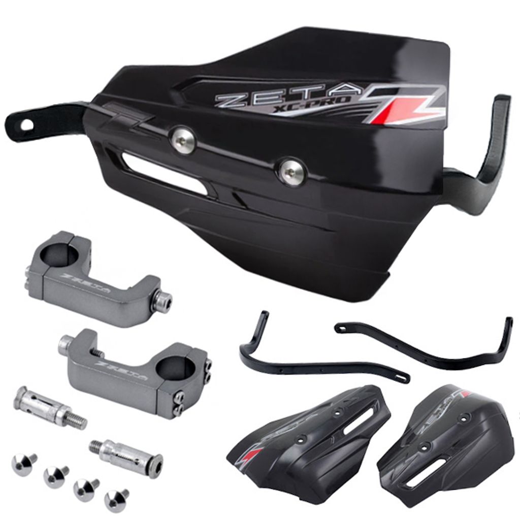 Zeta Armor Hand Guard XC PRO Kit (U-Clamp 28.6mm Bar) - Black/Black