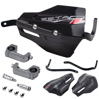 Zeta Armor Hand Guard XC PRO Kit (U-Clamp 28.6mm Bar) - Black/Black