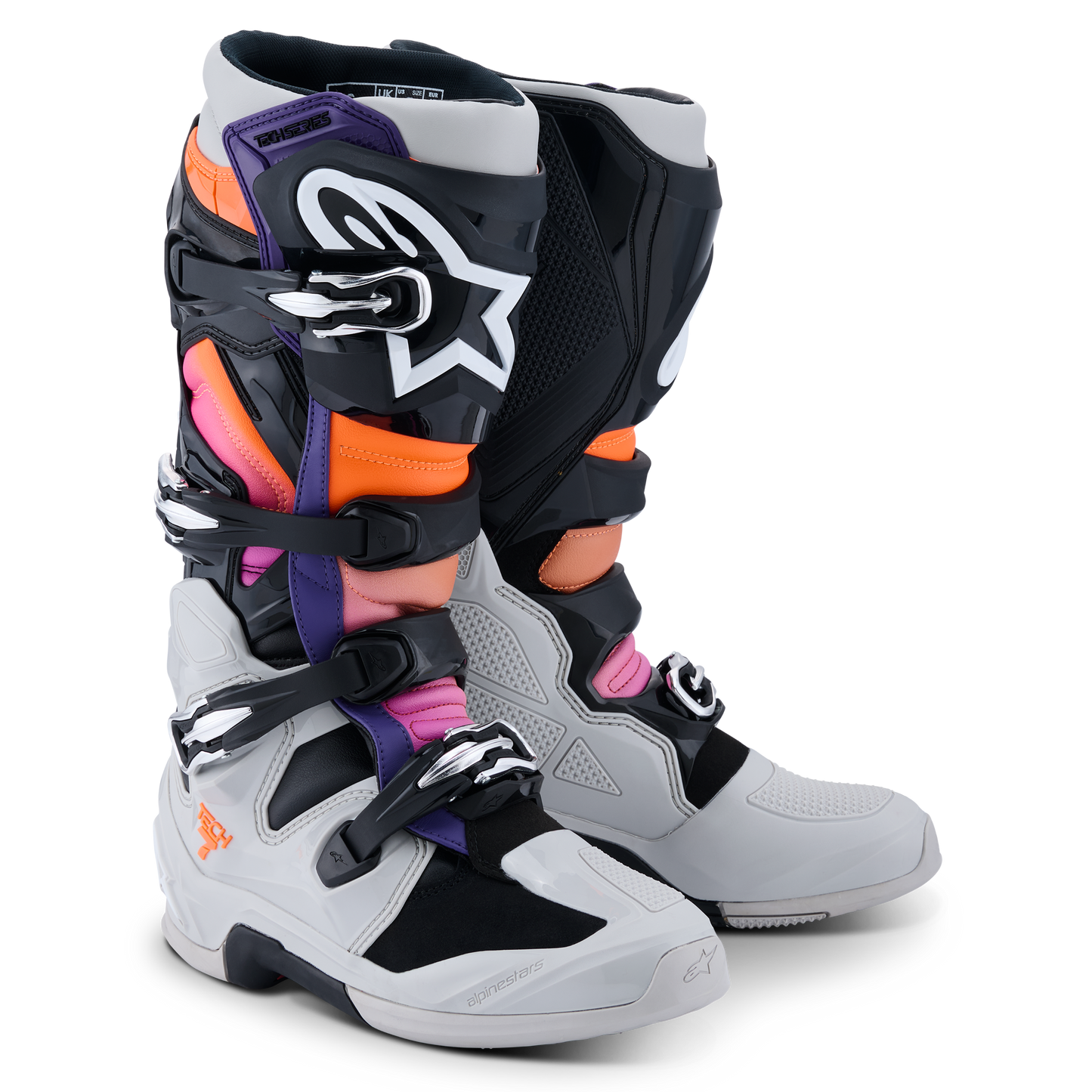 Alpinestars Tech 7 Boots Black/Light Gray/Orange Fluo/Magenta
