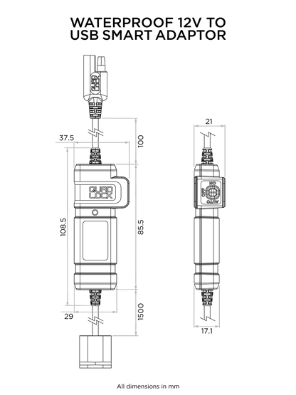 Quad Lock 360 Accessory - Waterproof 12V To USB Smart Adaptor