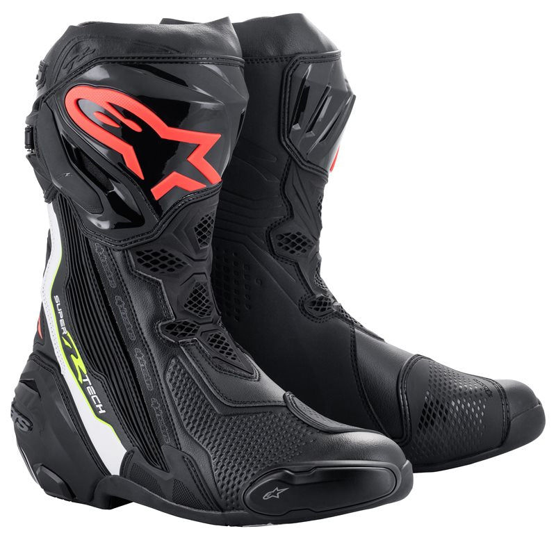 Alpinestars Supertech R Boots Black/Red Flou/White/Yellow Flou