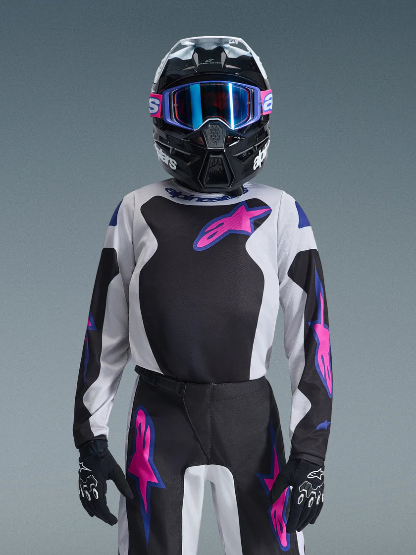 Alpinestars 2026 Youth Fluid Grid Jersey Black/Light Gray/Purple