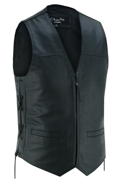 NEXO Charlie Leather Waistcoat/Vest Blk