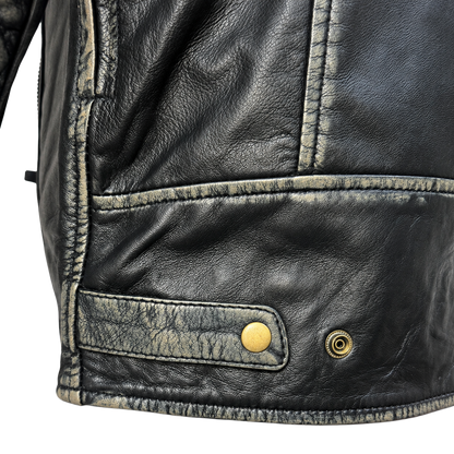 NEXO Café Racer Leather Jacket - Black