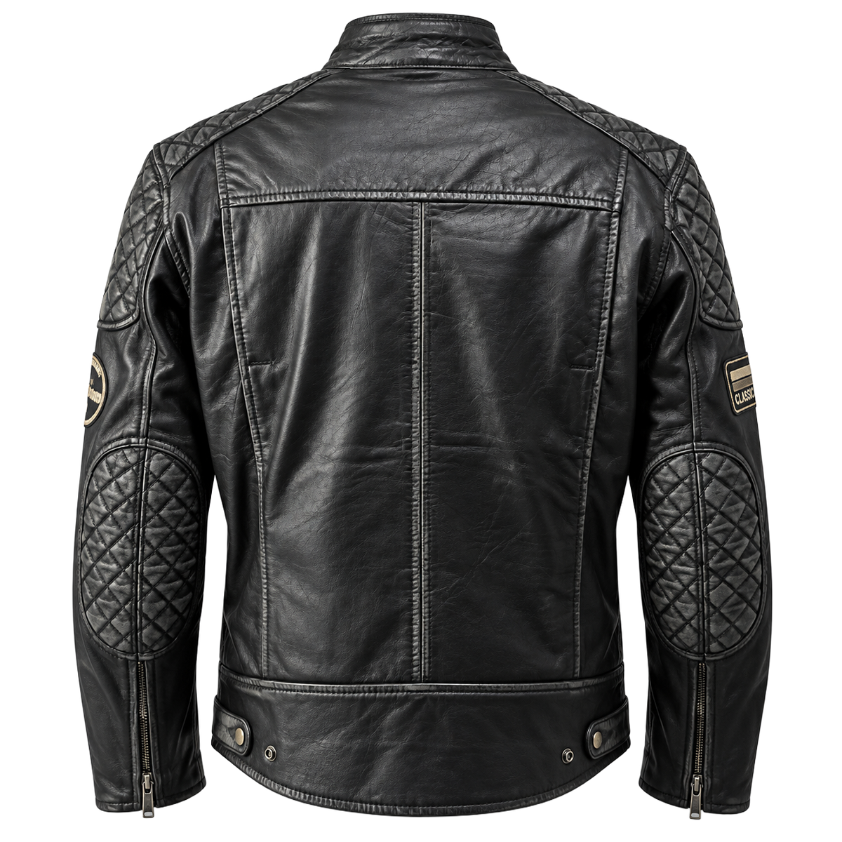 NEXO Café Racer Leather Jacket - Black
