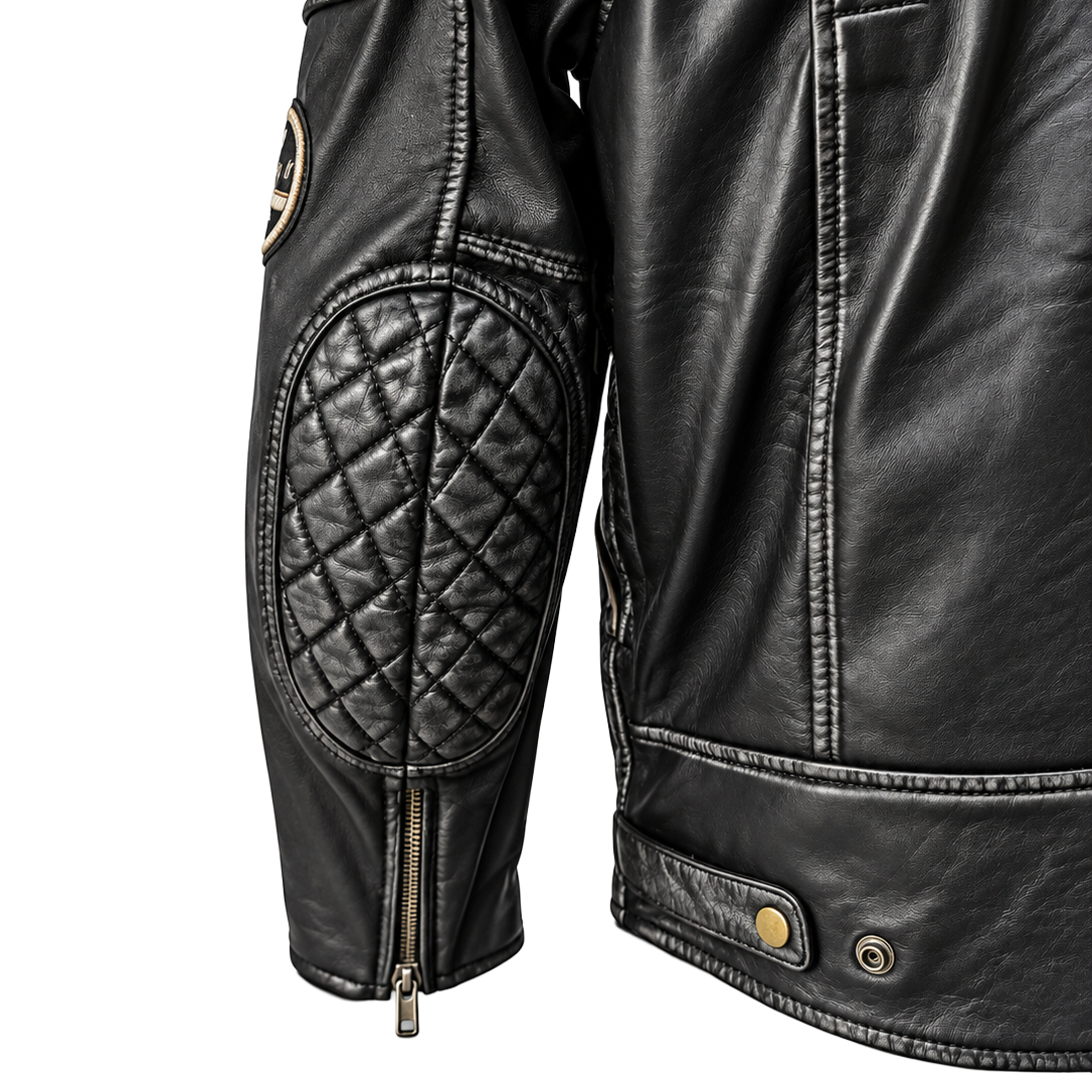 NEXO Café Racer Leather Jacket - Black