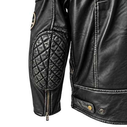 NEXO Café Racer Leather Jacket - Black