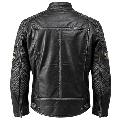 NEXO Café Racer Leather Jacket - Black