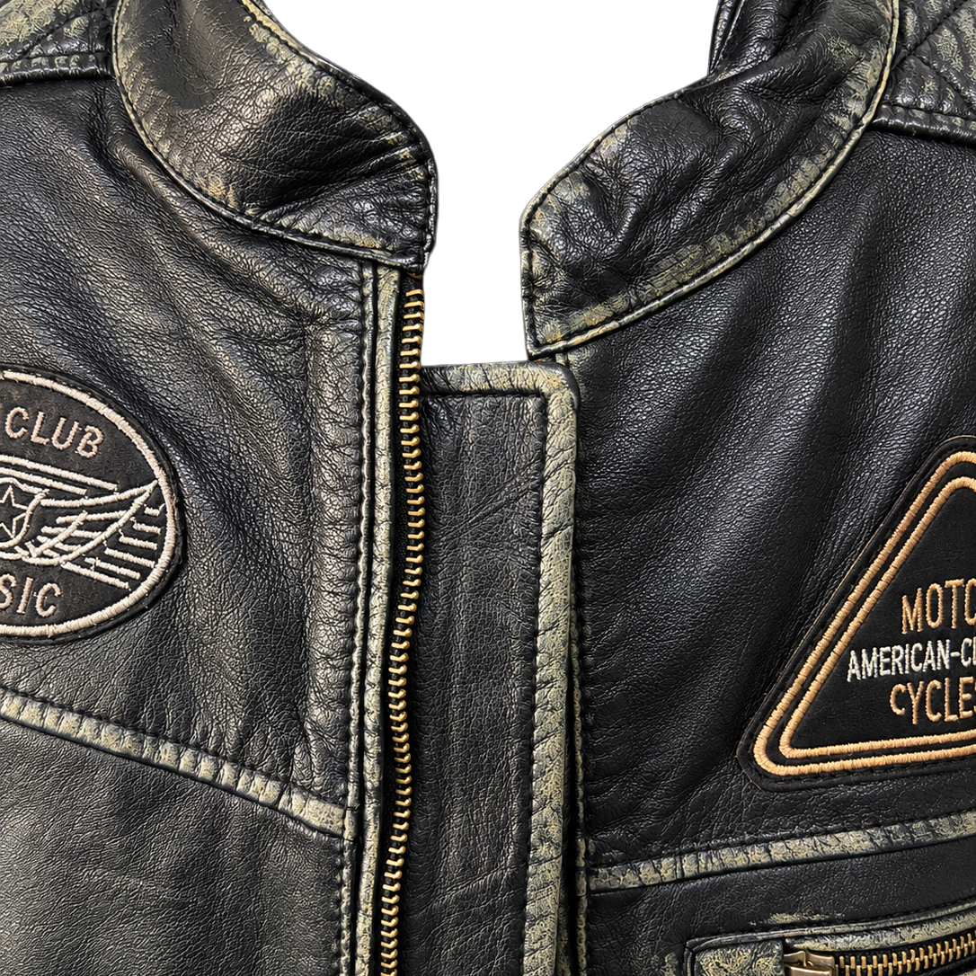 NEXO Café Racer Leather Jacket - Black