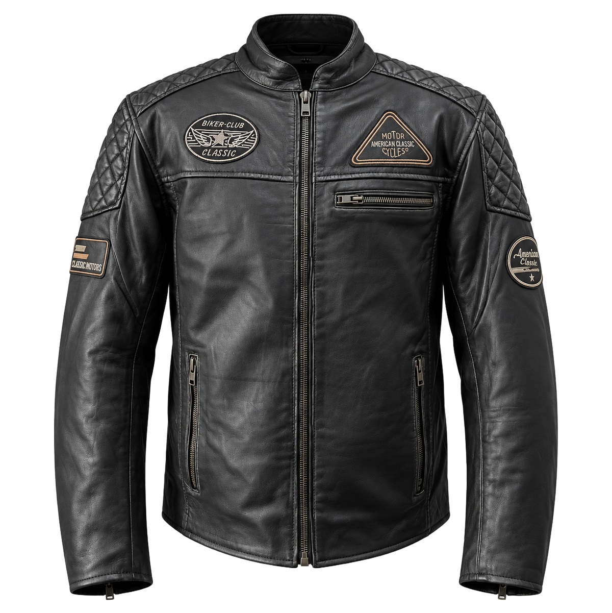 NEXO Café Racer Leather Jacket - Black