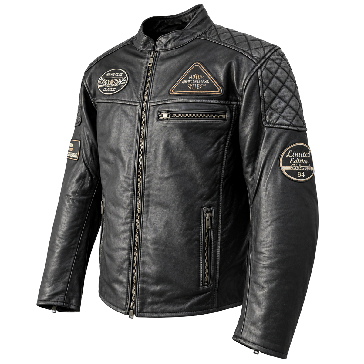 NEXO Café Racer Leather Jacket - Black