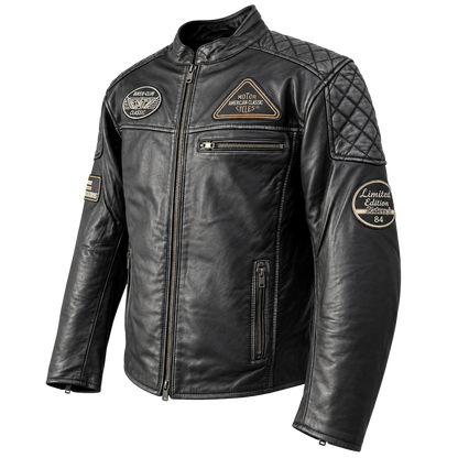 NEXO Café Racer Leather Jacket - Black