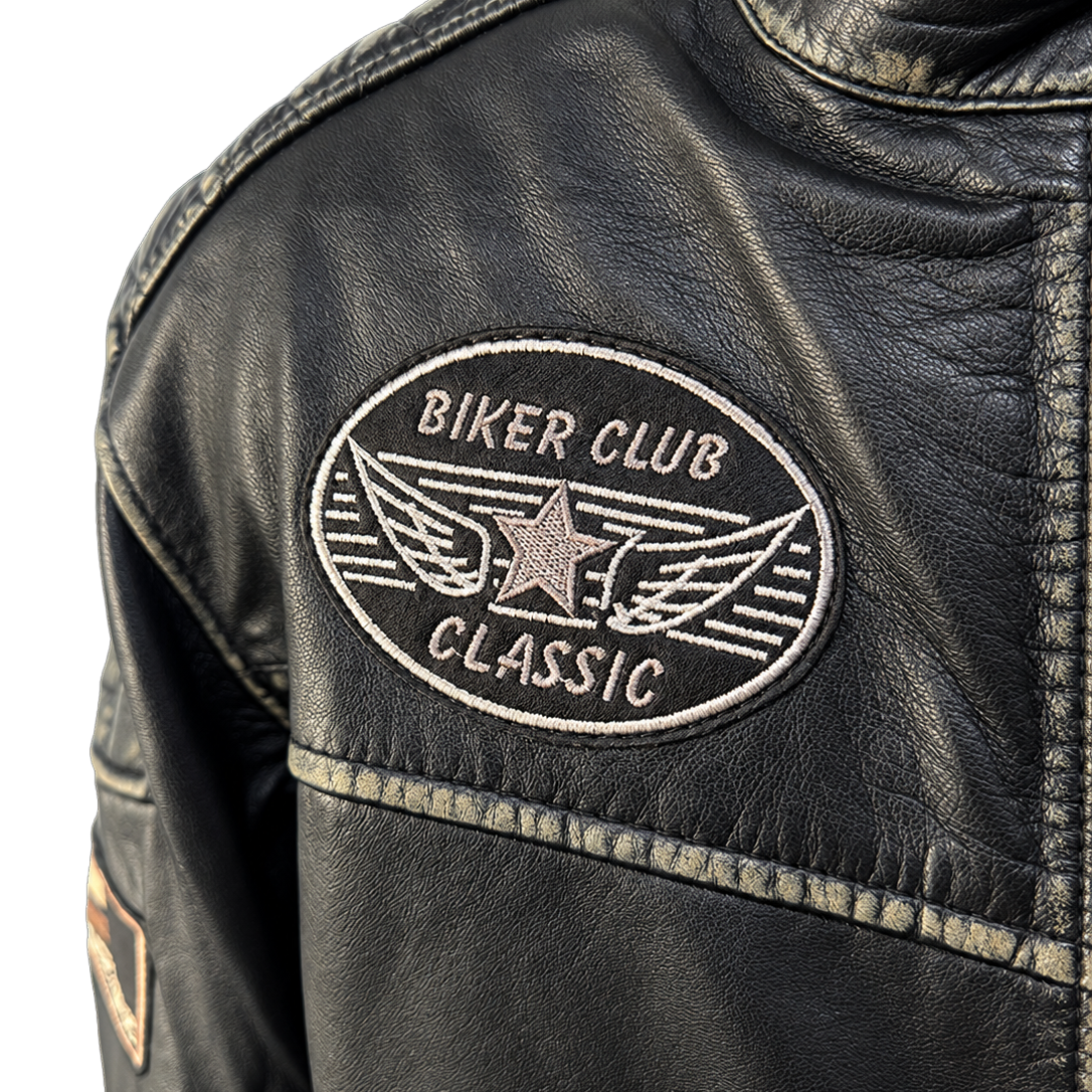 NEXO Café Racer Leather Jacket - Black