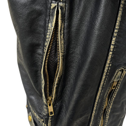 NEXO Café Racer Leather Jacket - Black