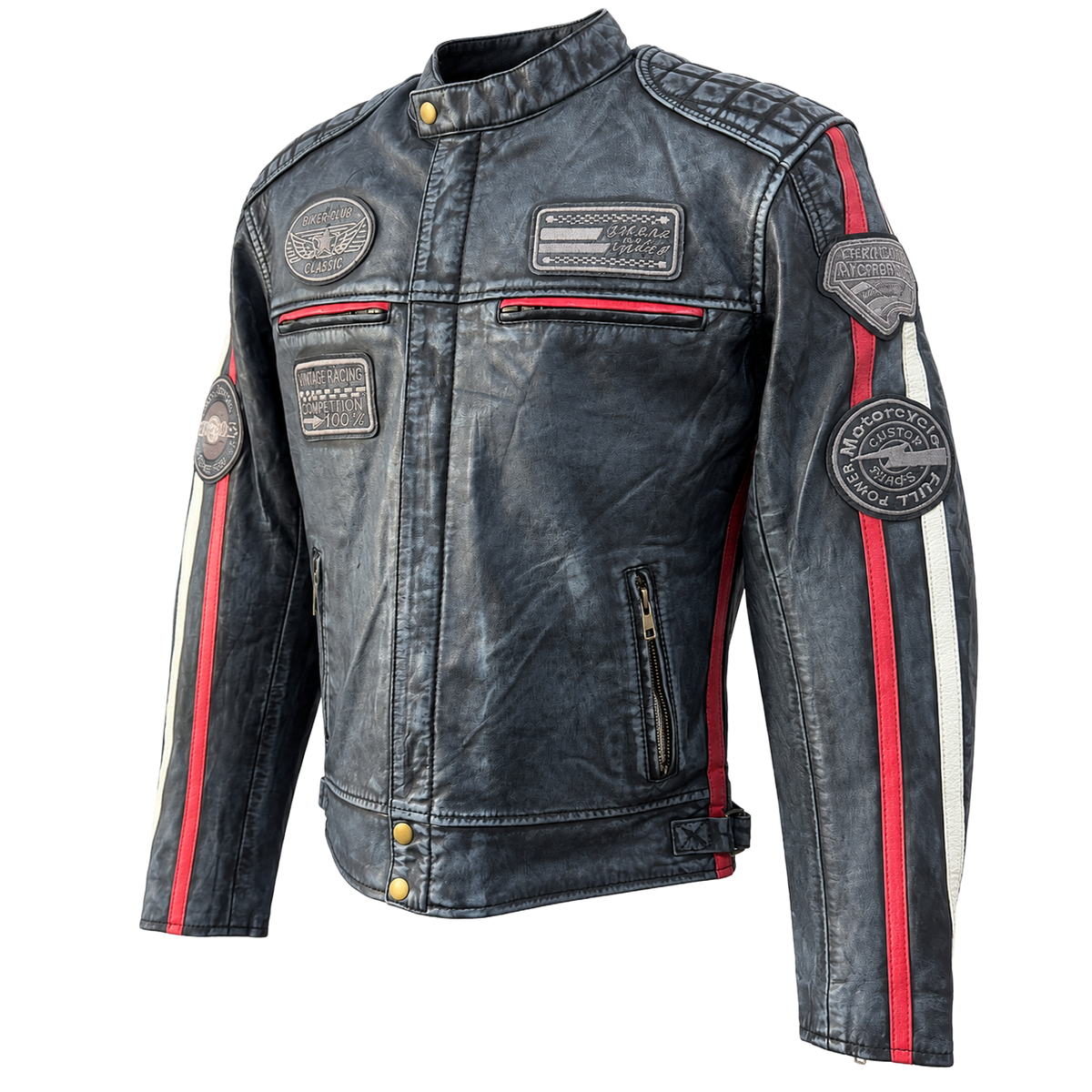 NEXO Café Racer Leather Jacket - Denim Wax
