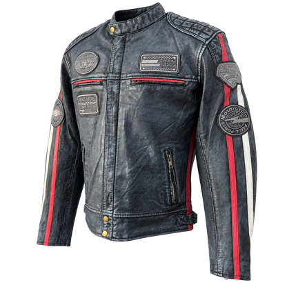 NEXO Café Racer Leather Jacket - Denim Wax