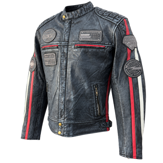 NEXO Café Racer Leather Jacket - Denim Wax