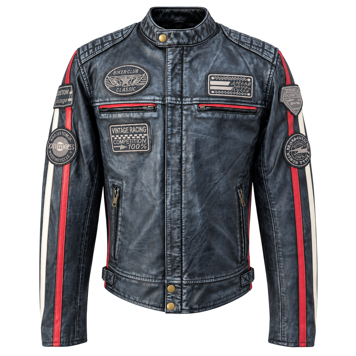 NEXO Café Racer Leather Jacket - Denim Wax