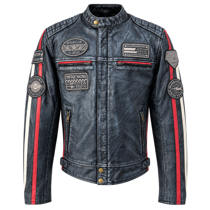 NEXO Café Racer Leather Jacket - Denim Wax