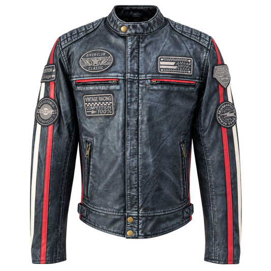 NEXO Café Racer Leather Jacket - Denim Wax