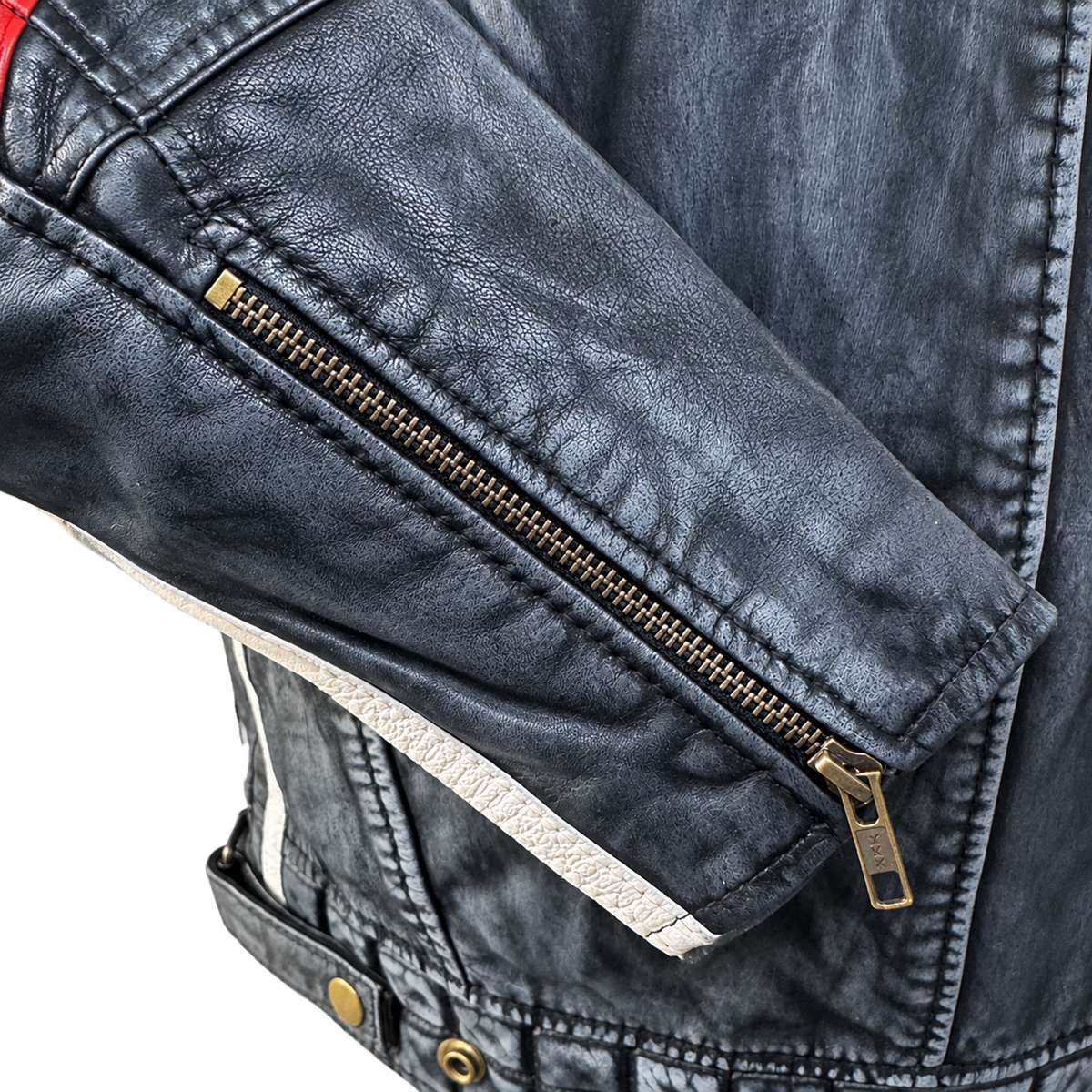NEXO Café Racer Leather Jacket - Denim Wax
