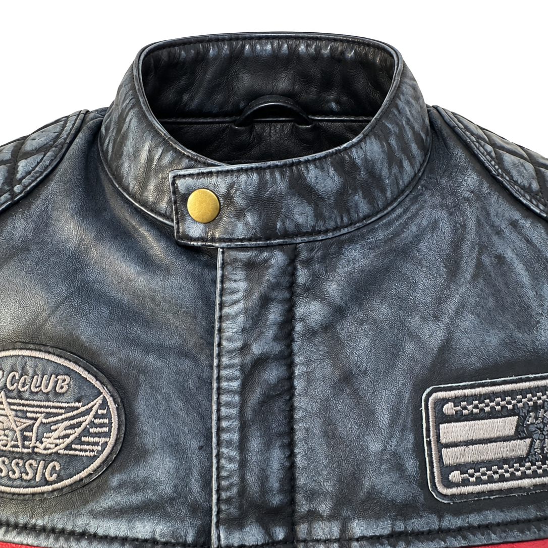 NEXO Café Racer Leather Jacket - Denim Wax