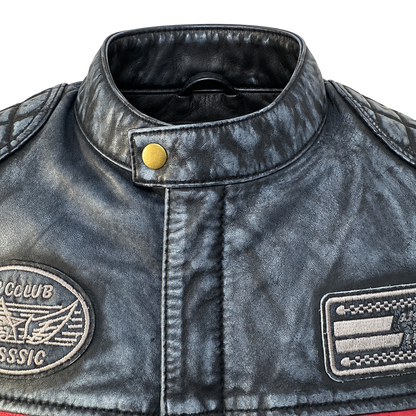 NEXO Café Racer Leather Jacket - Denim Wax