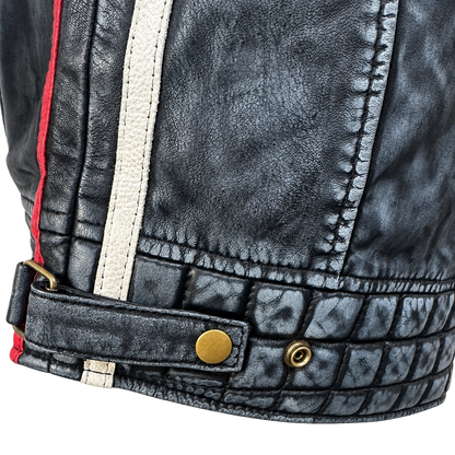 NEXO Café Racer Leather Jacket - Denim Wax
