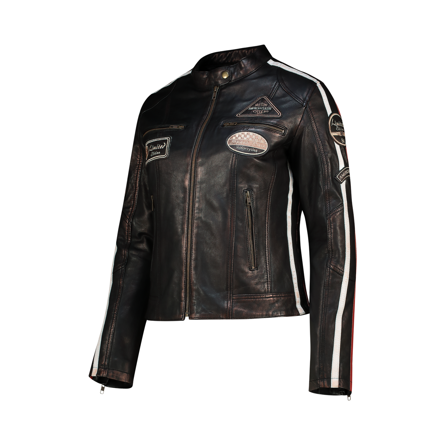 NEXO Ladies Café Racer Leather Jacket - Copper Wax
