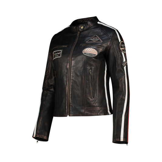 NEXO Ladies Café Racer Leather Jacket - Copper Wax