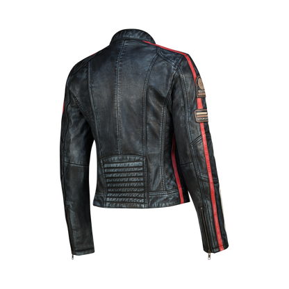 NEXO Ladies Café Racer Leather Jacket - Denim Wax
