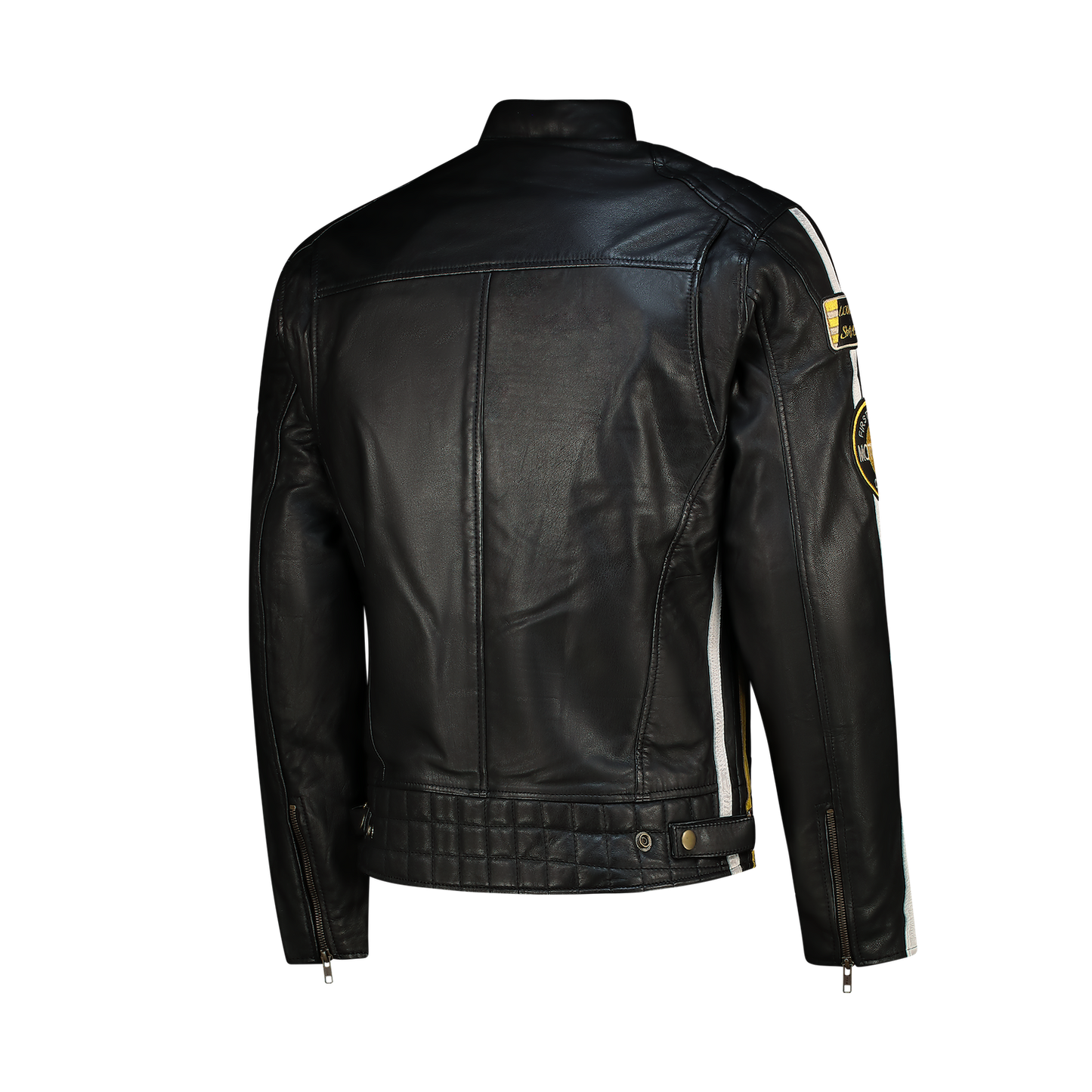 NEXO Café Racer Leather Jacket – Black/Yellow