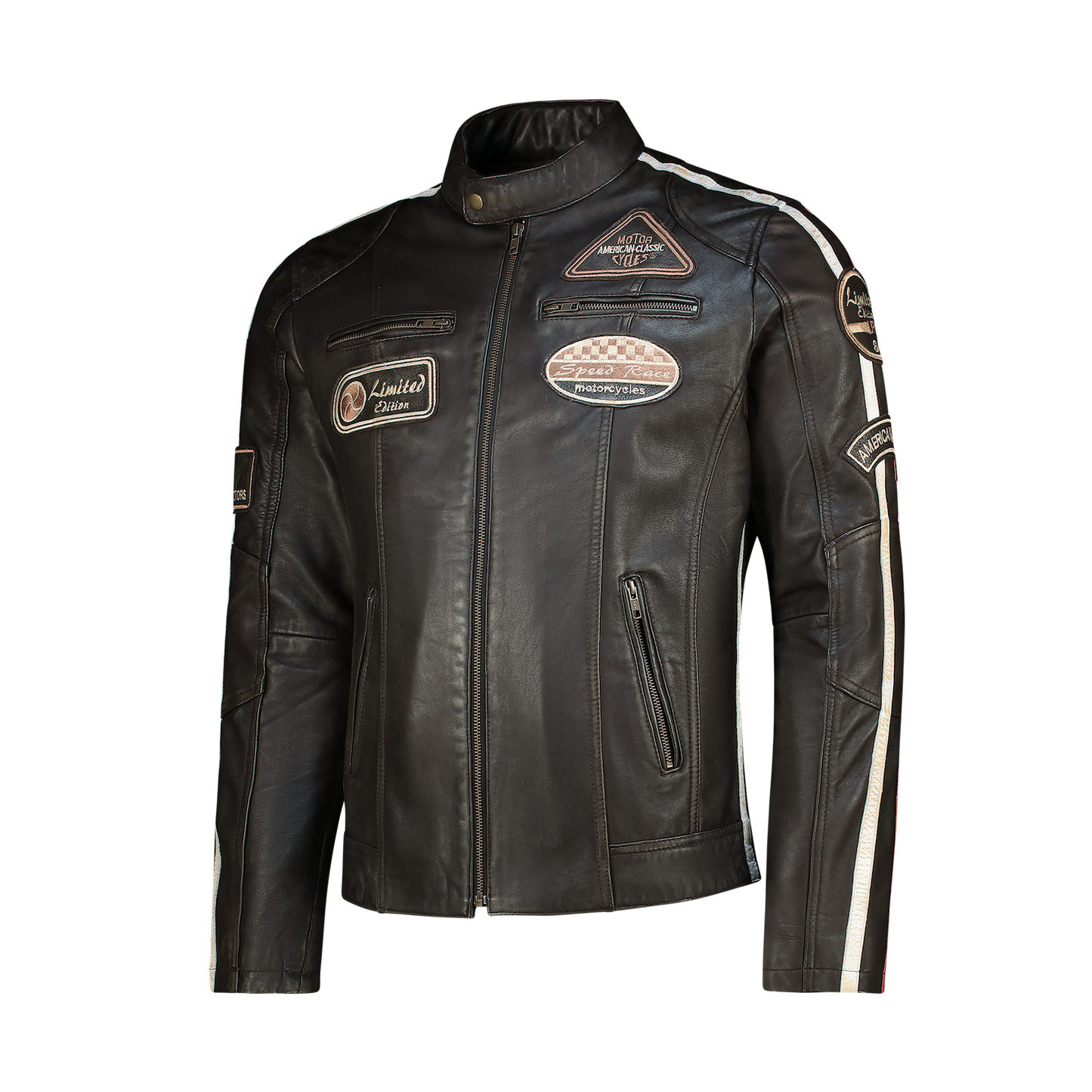 NEXO Café Racer Leather Jacket - Brown Wax