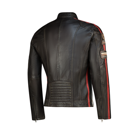 NEXO Café Racer Leather Jacket - Brown Wax