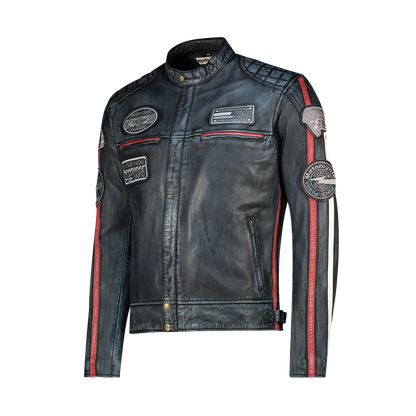 NEXO Café Racer Leather Jacket - Denim Wax