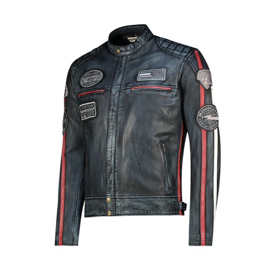 NEXO Café Racer Leather Jacket - Denim Wax