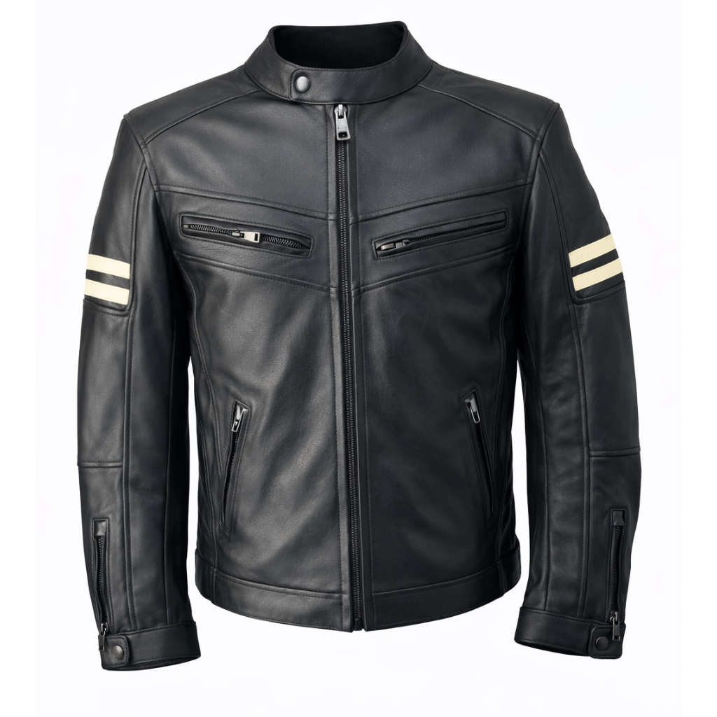 Nexo Street Leather Jacket Black/Beige