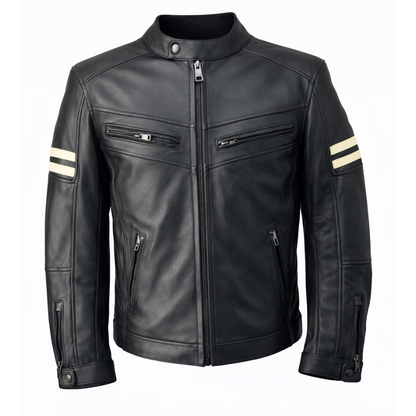 Nexo Street Leather Jacket Black/Beige