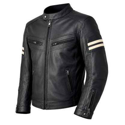 Nexo Street Leather Jacket Black/Beige