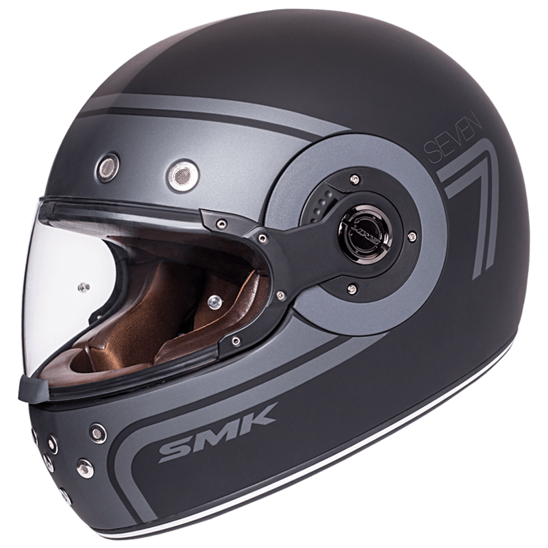 SMK Retro Seven Full-Face Helmet – Matt Black/Grey (MA260)