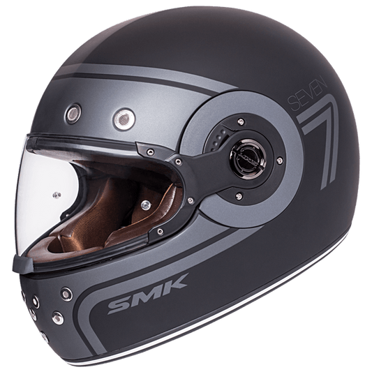 SMK Retro Seven Full-Face Helmet – Matt Black/Grey (MA260)