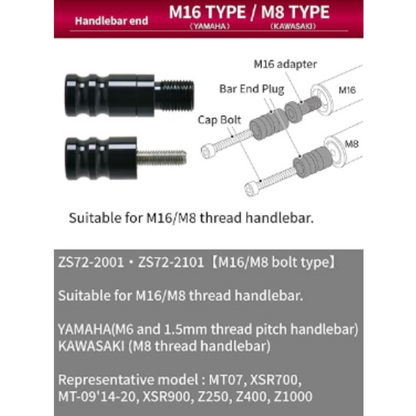 Zeta-Street Sonic Handgaurd PC Kit M16/M8 Bar end type